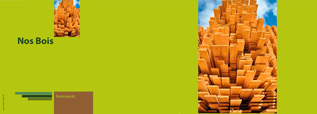Conception couverture en vert avec une pile de bois